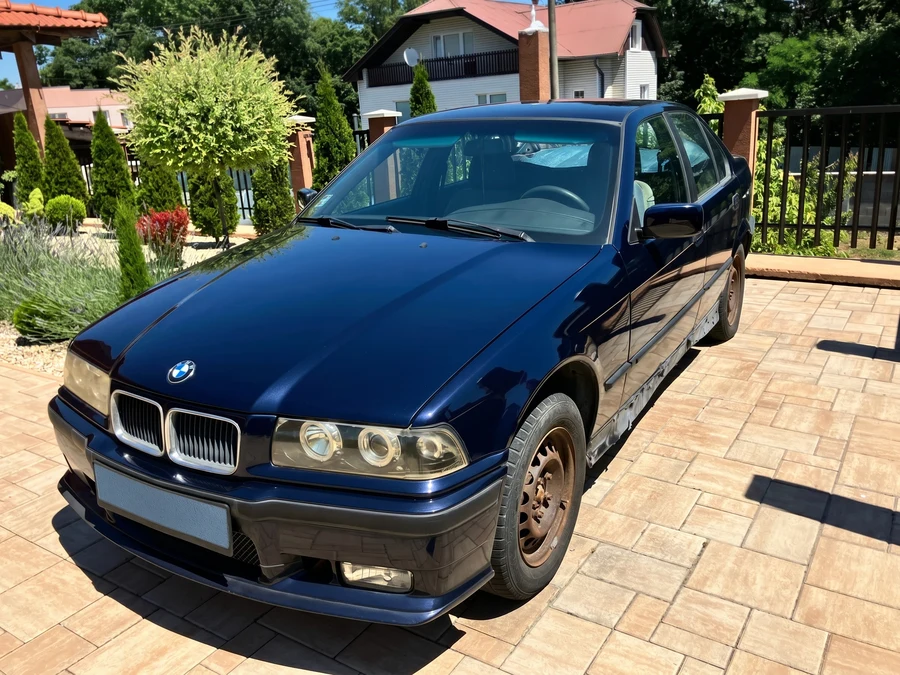 BMW E36 front — angel-eye projectors and M bumper lip