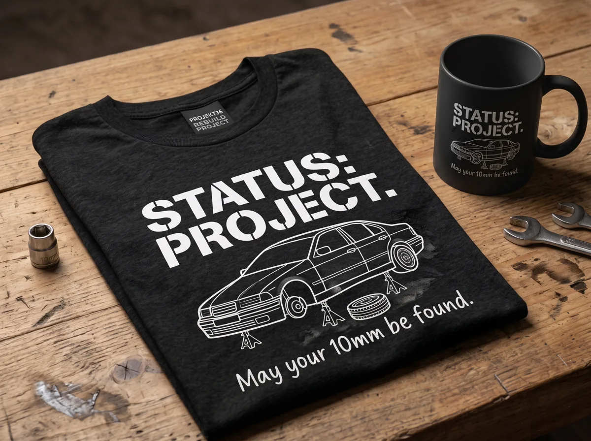 STATUS: PROJECT. t-shirt and mug
