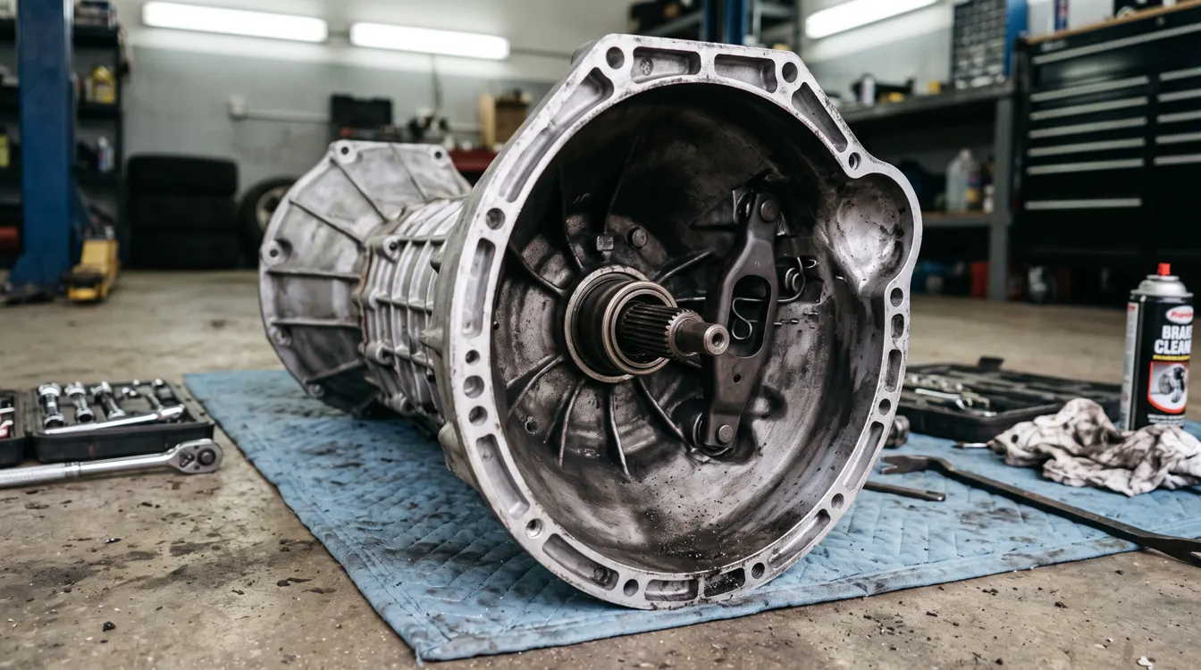 Manual gearbox bellhousing with input shaft and clutch release fork